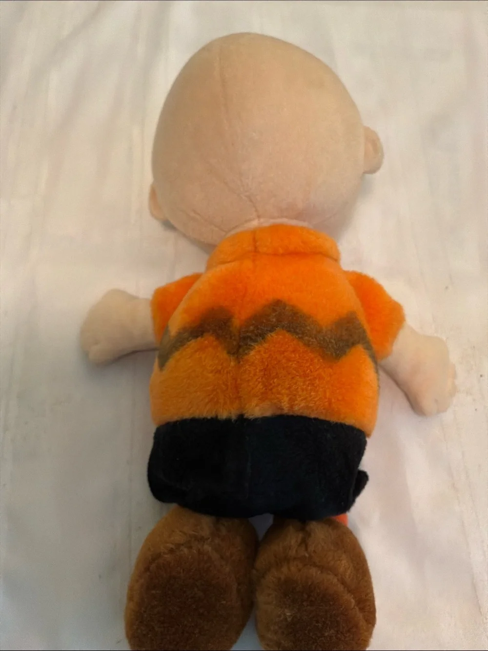 Orange Charlie Brown Plush Toy with Zigzag Shirt